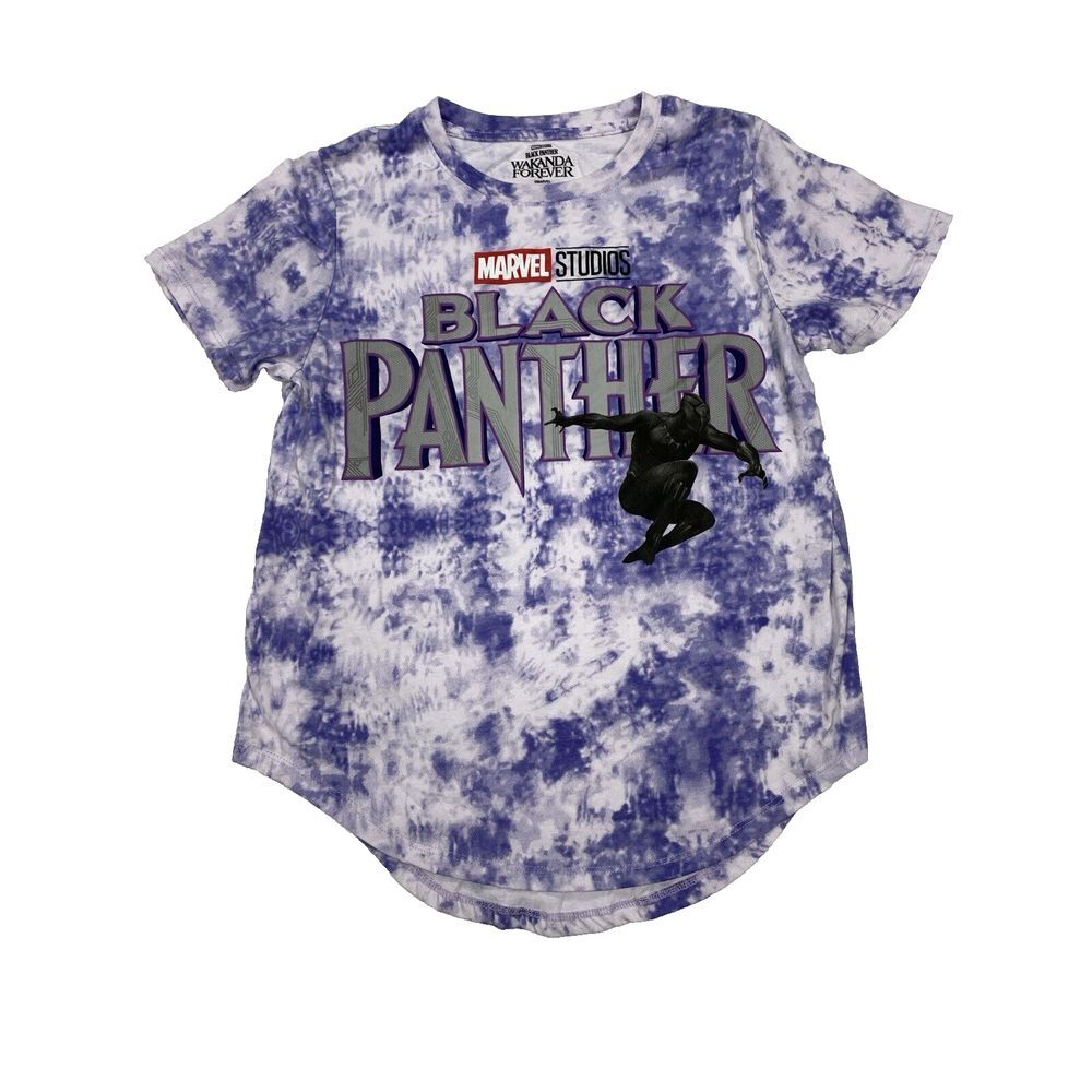 Marvel Studio Black Panther Wakanda Forever Purple White Size L Shirt (11-13)‎